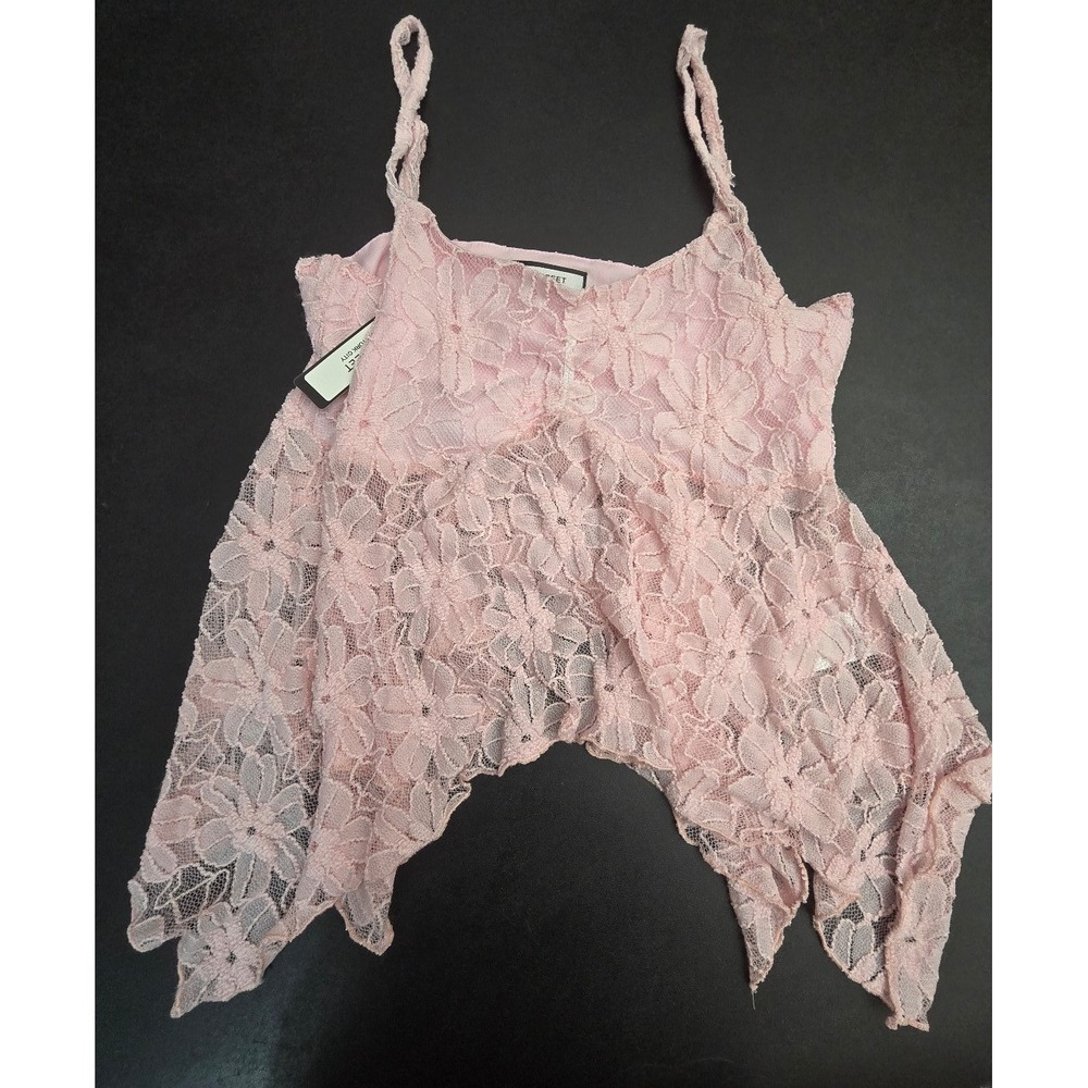 NWT Discreet New York City Floral Lace Asymmetrical Cami Large